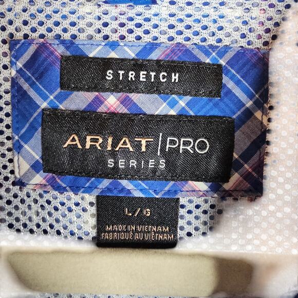 Ariat Pro Series L Blue plaid Buttondown Shirts. Work Casual Comfy Stylish Cool - Picture 3 of 16